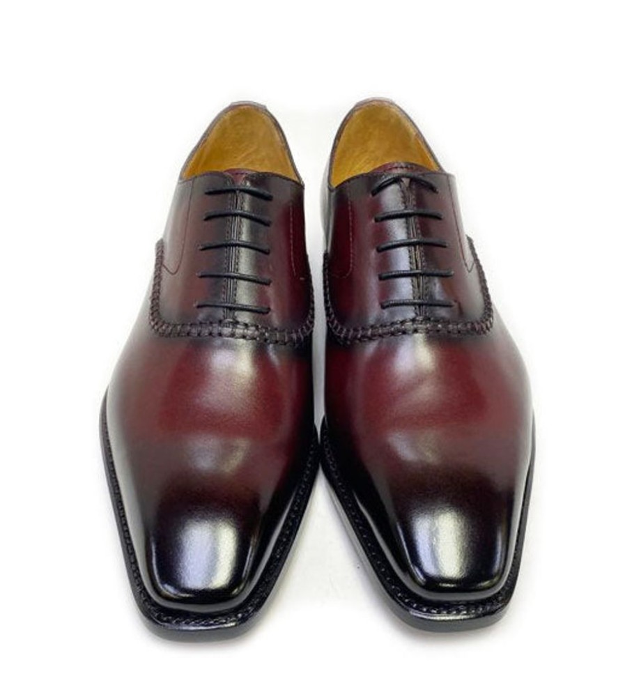 Ugo Vasare Daniel Burnished Calfskin Lace-Up Oxford Burgundy | Lace-Ups