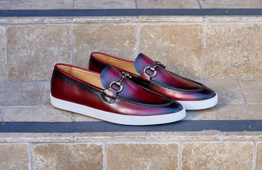 Carrucci by Maurice Calfskin Slip-On Horsebit Loafer Burgundy | Sneakers