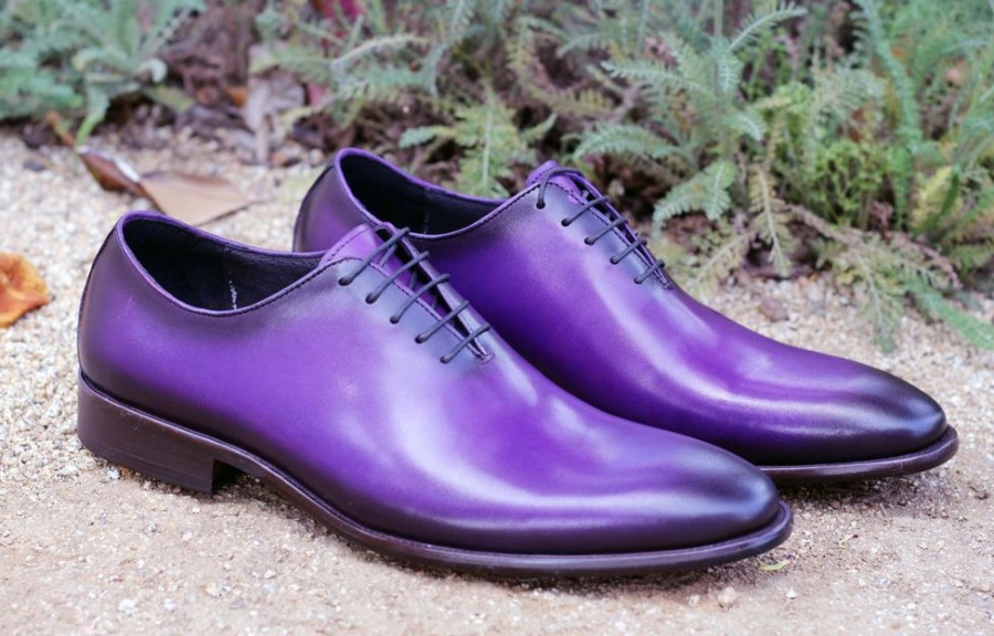 Carrucci by Maurice Burnished Calfskin Lace-Up Oxford Purple | Lace-Ups