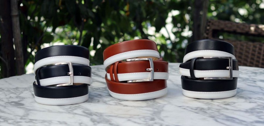 Maurice Maurice Two-Tone Leather Belt 1-Navy/White | Belts