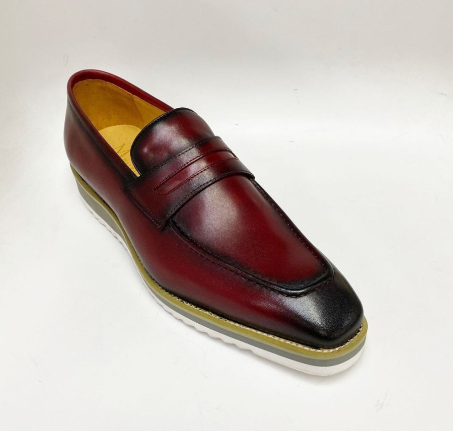 Carrucci by Maurice Calfskin Slip-On Penny Loafer Burgundy | Loafers