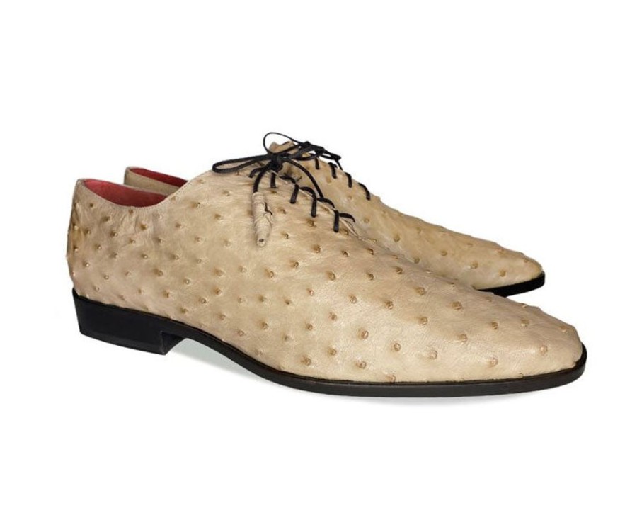 Pelle Exotics Pelle Exotics Ostrich Quill Lace-Up Oxford Taupe | Exotics