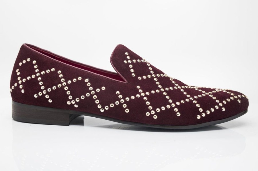 CARRUCCI Studded Suede Slip-On Loafer Burgundy | Suede