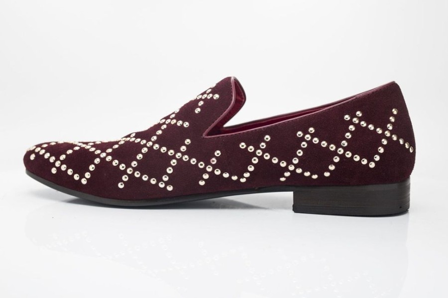 CARRUCCI Studded Suede Slip-On Loafer Burgundy | Suede