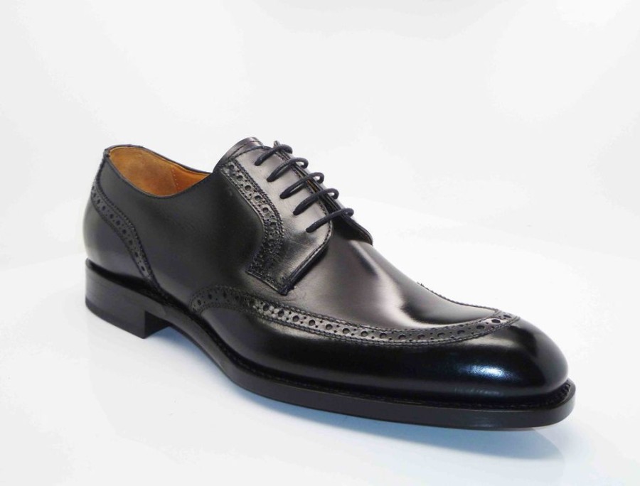 Ugo Vasare Burnished Calfskin "Colin" Lace-Up Oxford Black | Lace-Ups