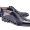 Pelle Pelle Deerskin & Polished Calfskin Lace-Up Oxford Navy | Lace-Ups