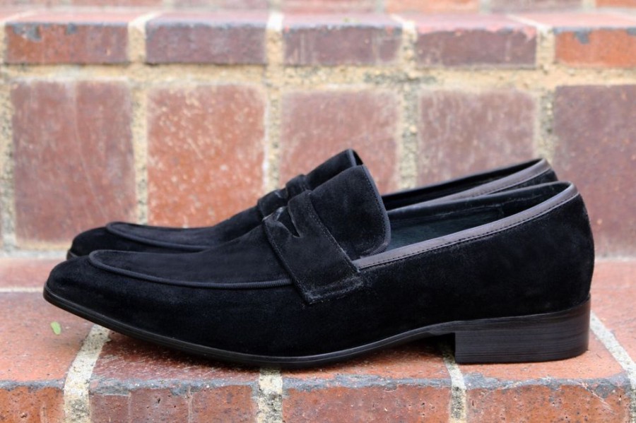 Carrucci by Maurice Suede Penny Loafer Black | Suede